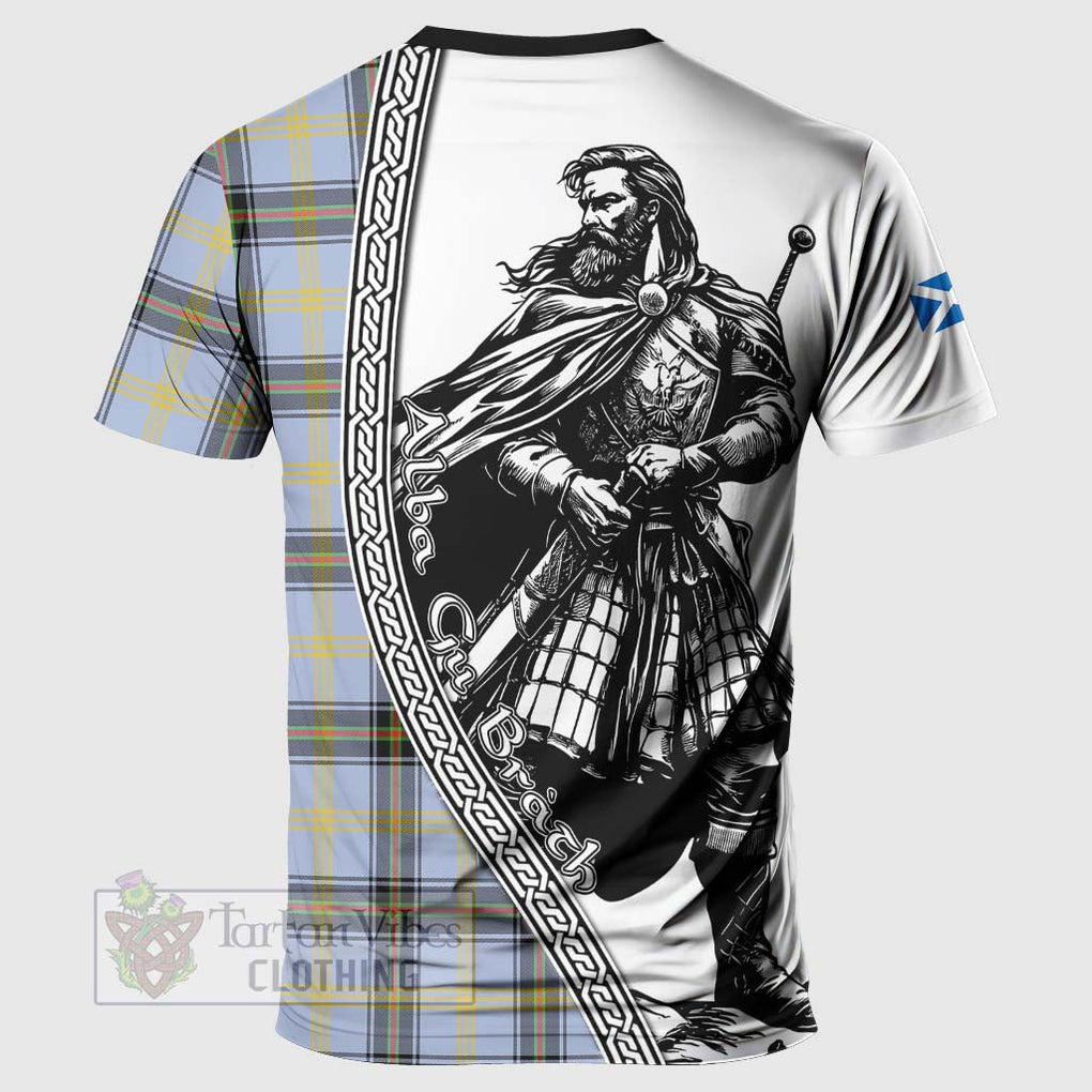 Tartan Vibes Clothing Bell Tartan Clan Crest T-Shirt with Highlander Warrior Celtic Style