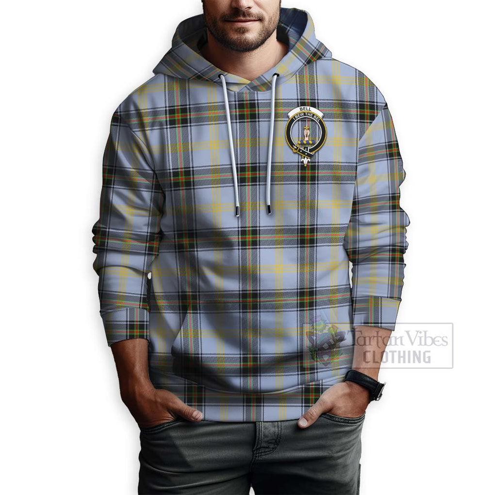 Tartan Vibes Clothing Bell Tartan Hoodie with Family Crest and Bearded Skull Holding Bottles of Whiskey