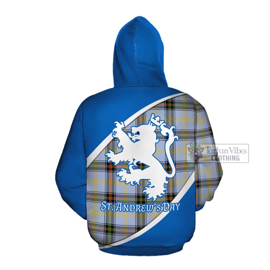 Tartan Vibes Clothing Bell Family Crest Tartan Cotton Hoodie Celebrate Saint Andrew's Day in Style