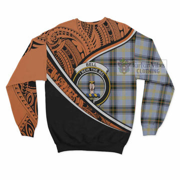 Bell Crest Tartan Sweatshirt with Polynesian Vibes Style - Orange Version