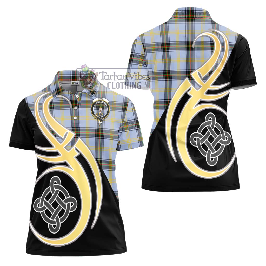 Bell Tartan Women's Polo Shirt with Family Crest and Celtic Symbol Style - Tartan Vibes Clothing