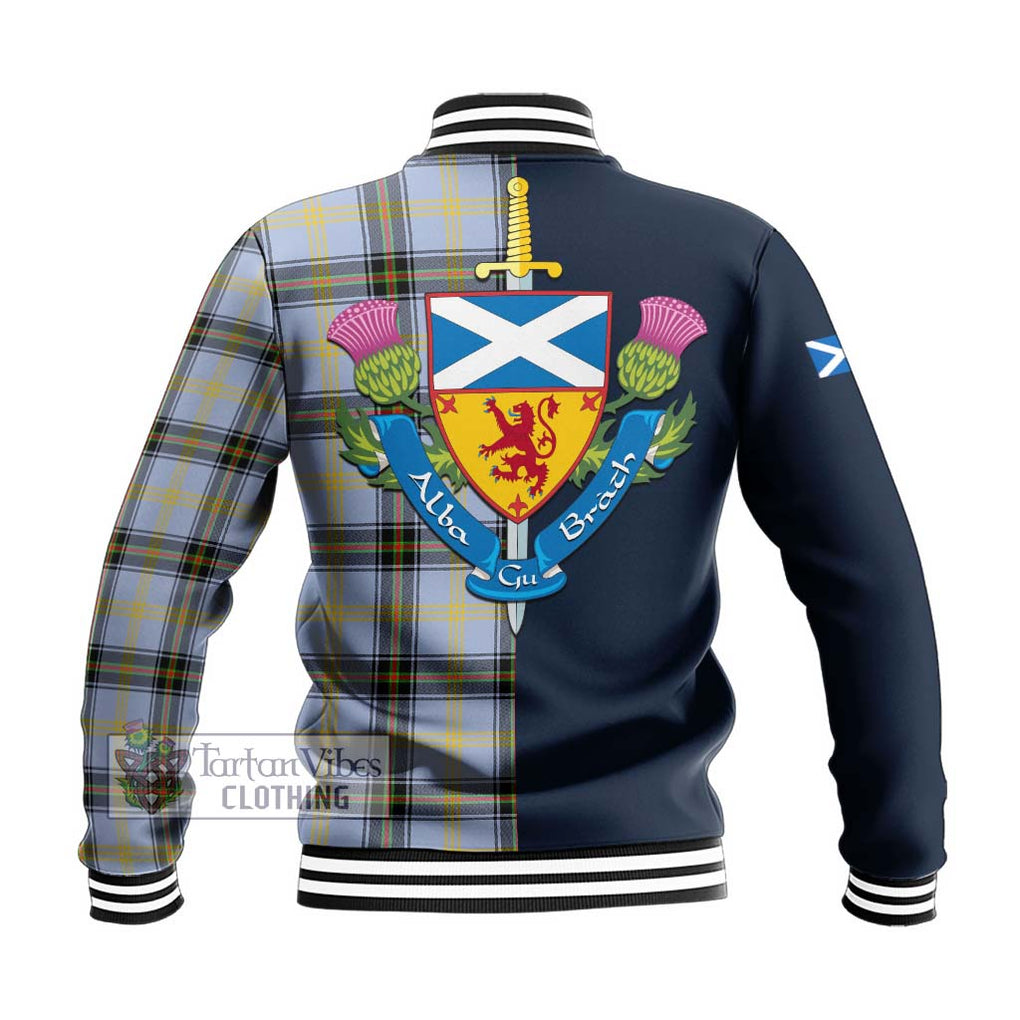 Bell Tartan Baseball Jacket Alba with Scottish Lion Royal Arm Half Style - Tartan Vibes Clothing