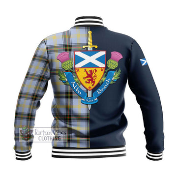 Bell Tartan Baseball Jacket Alba with Scottish Lion Royal Arm Half Style