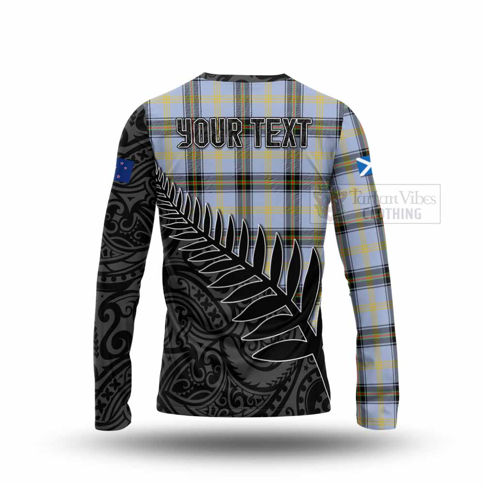 Tartan Vibes Clothing Bell Crest Tartan Long Sleeve T-Shirt with New Zealand Silver Fern Half Style