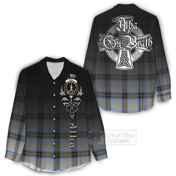 Bell Tartan Women's Casual Shirt Featuring Alba Gu Brath Family Crest Celtic Inspired