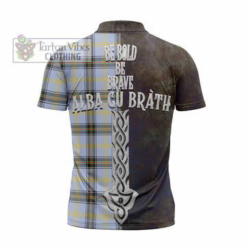 Bell Tartan Family Crest Zipper Polo Shirt Alba Gu Brath Be Brave Lion Ancient Style - Tartan Vibes Clothing