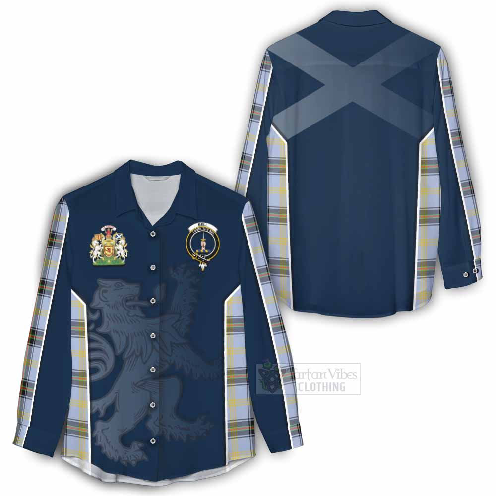 Tartan Vibes Clothing Bell Tartan Women's Casual Shirt with Family Crest and Lion Rampant Vibes Sport Style