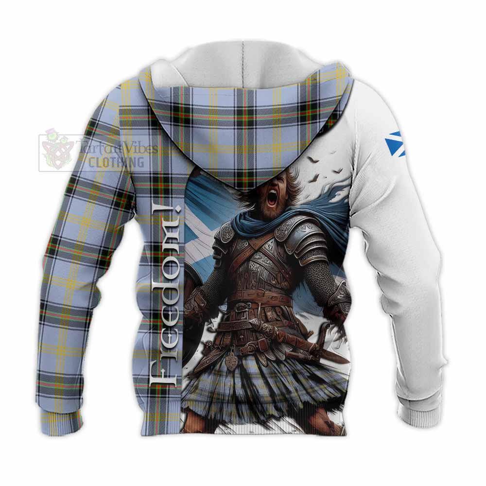 Tartan Vibes Clothing Bell Crest Tartan Knitted Hoodie Inspired by the Freedom of Scottish Warrior