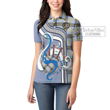 Bell Tartan Women's Polo Shirt with Epic Bagpipe Style