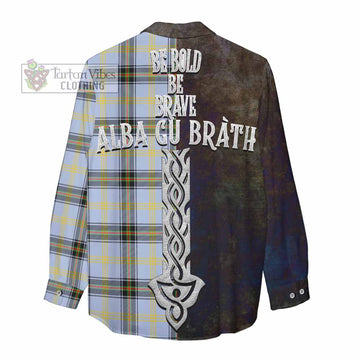 Bell Tartan Family Crest Women's Casual Shirt Alba Gu Brath Be Brave Lion Ancient Style - Tartan Vibes Clothing