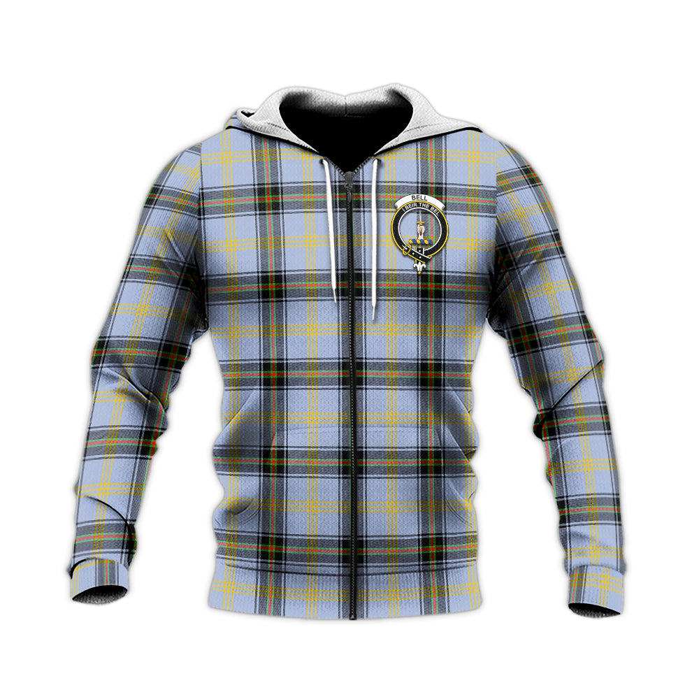 Bell Tartan Knitted Hoodie with Family Crest Unisex Knitted Zip Hoodie - Tartanvibesclothing