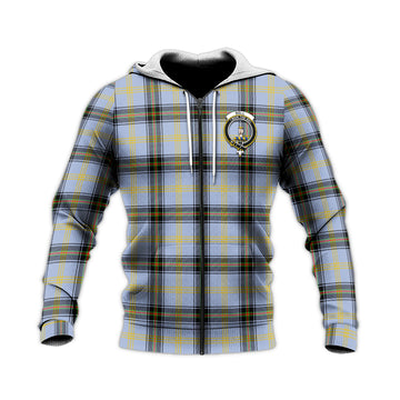 Bell Tartan Knitted Hoodie with Family Crest