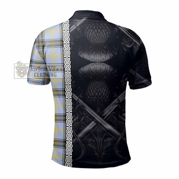 Bell Tartan Polo Shirt with Family Crest Cross Sword Thistle Celtic Vibes