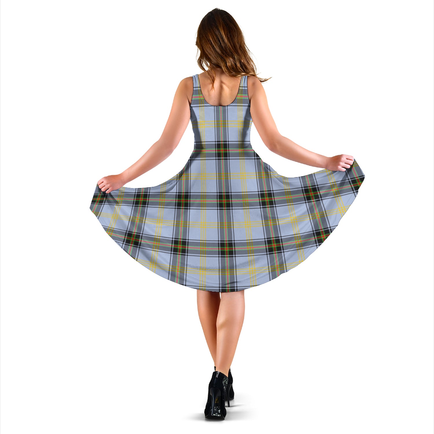 Bell Tartan Sleeveless Midi Womens Dress - Tartanvibesclothing