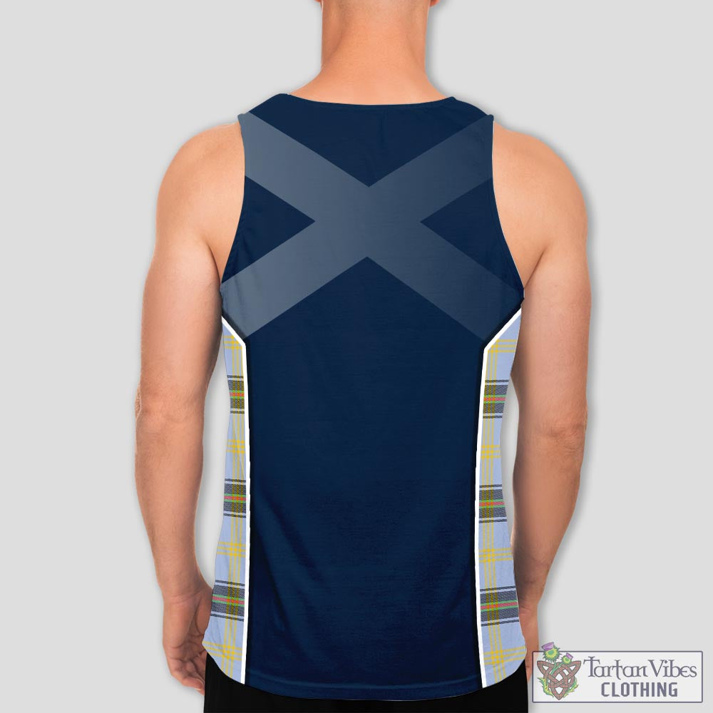 Tartan Vibes Clothing Bell Tartan Men's Tanks Top with Family Crest and Scottish Thistle Vibes Sport Style