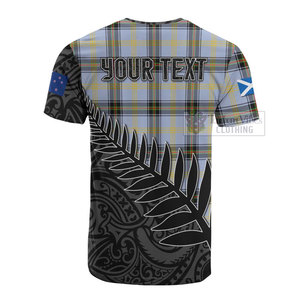 Tartan Vibes Clothing Bell Crest Tartan Cotton T-shirt with New Zealand Silver Fern Half Style