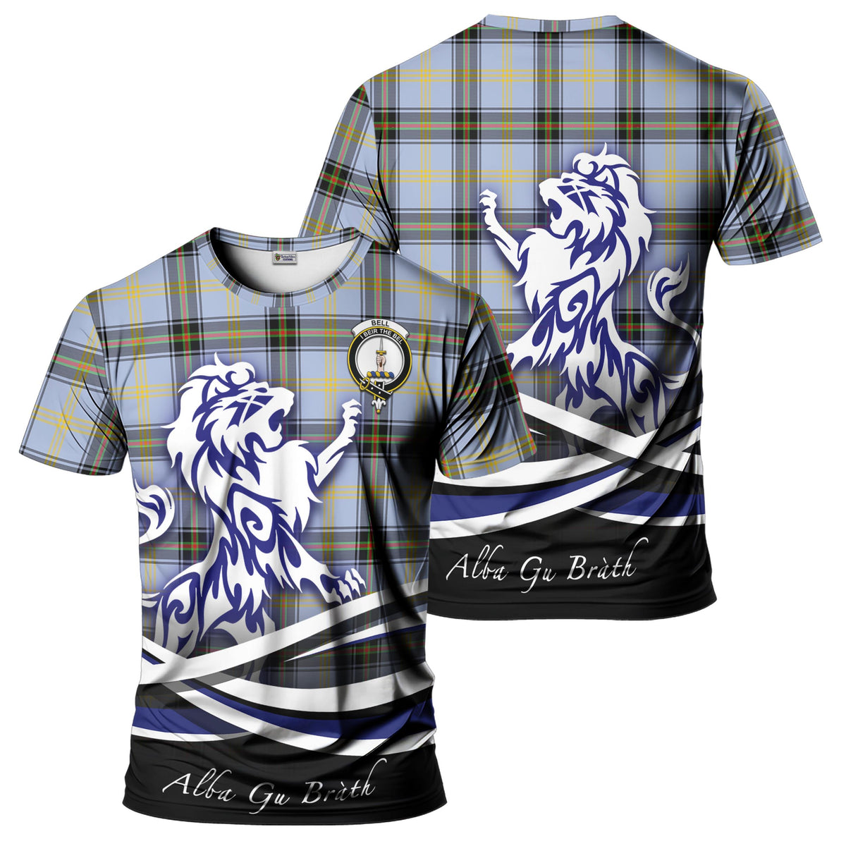 Bell Tartan T-Shirt with Alba Gu Brath Regal Lion Emblem - Tartan Vibes Clothing