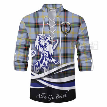 Bell Tartan Ghillie Kilt Shirt with Alba Gu Brath Regal Lion Emblem