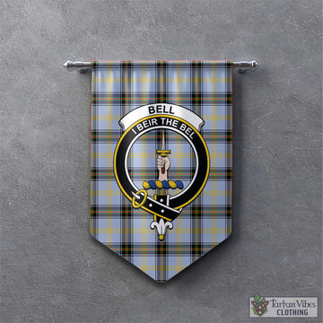 Bell Tartan Gonfalon, Tartan Banner with Family Crest