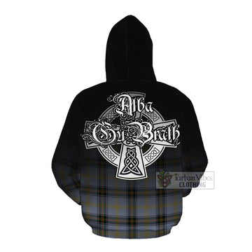 Bell Tartan Cotton Hoodie Featuring Alba Gu Brath Family Crest Celtic Inspired