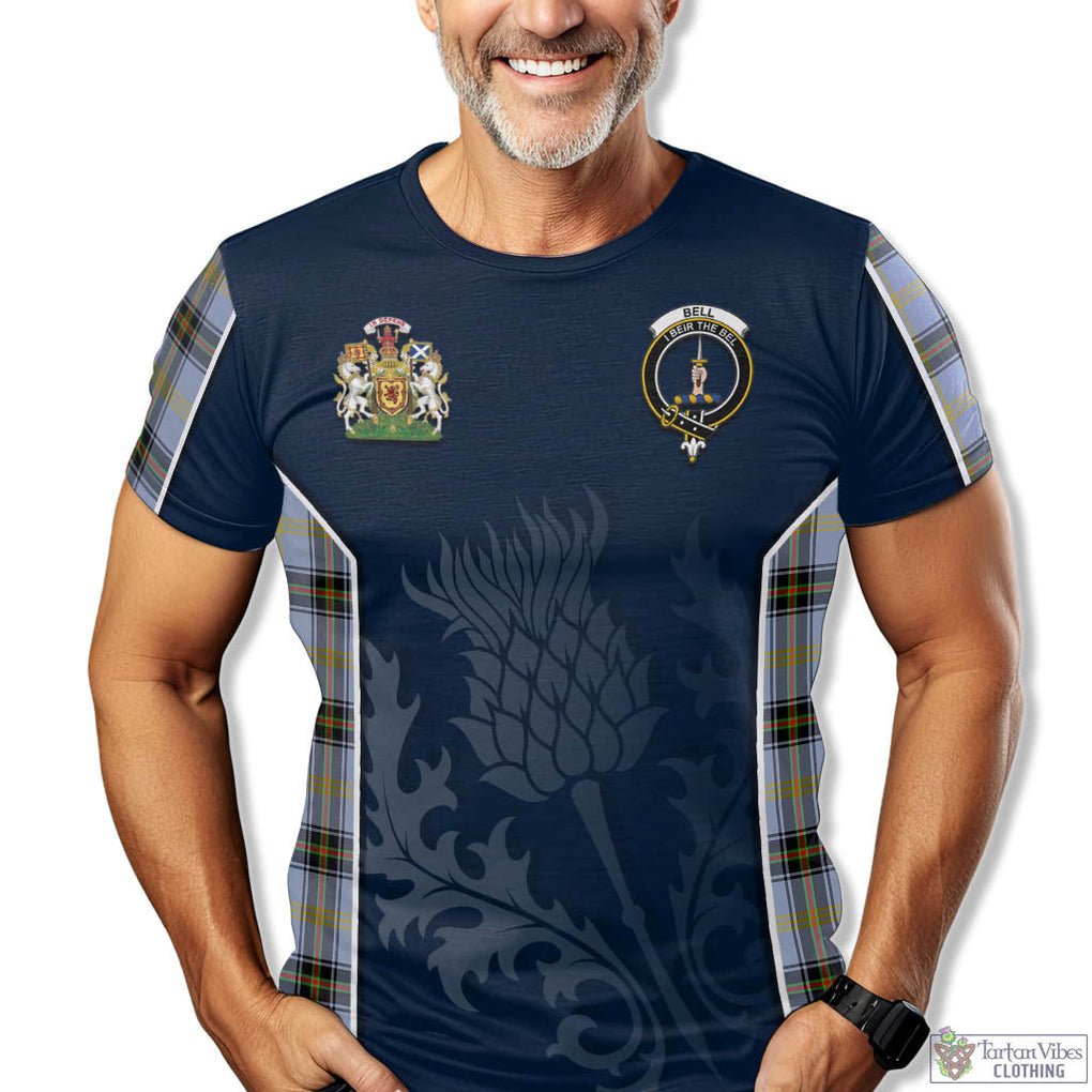 Tartan Vibes Clothing Bell Tartan T-Shirt with Family Crest and Scottish Thistle Vibes Sport Style