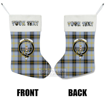 Bell Tartan Family Crest Christmas Stocking with Personalized Text