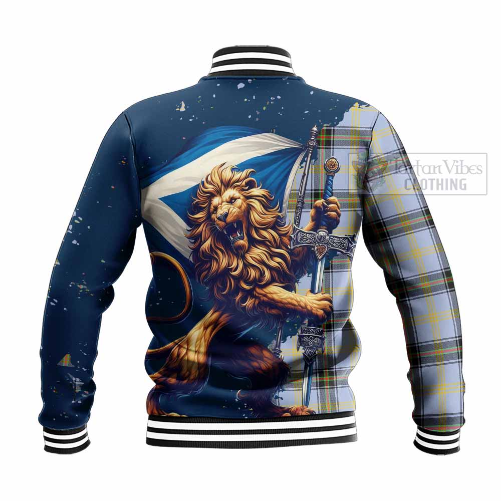 Tartan Vibes Clothing Bell Tartan Family Crest Baseball Jacket with Scottish Majestic Lion