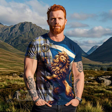 Bell Tartan Family Crest T-Shirt with Scottish Majestic Lion