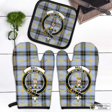 Bell Tartan Combo Oven Mitt & Pot-Holder with Family Crest Black - Tartan Vibes Clothing