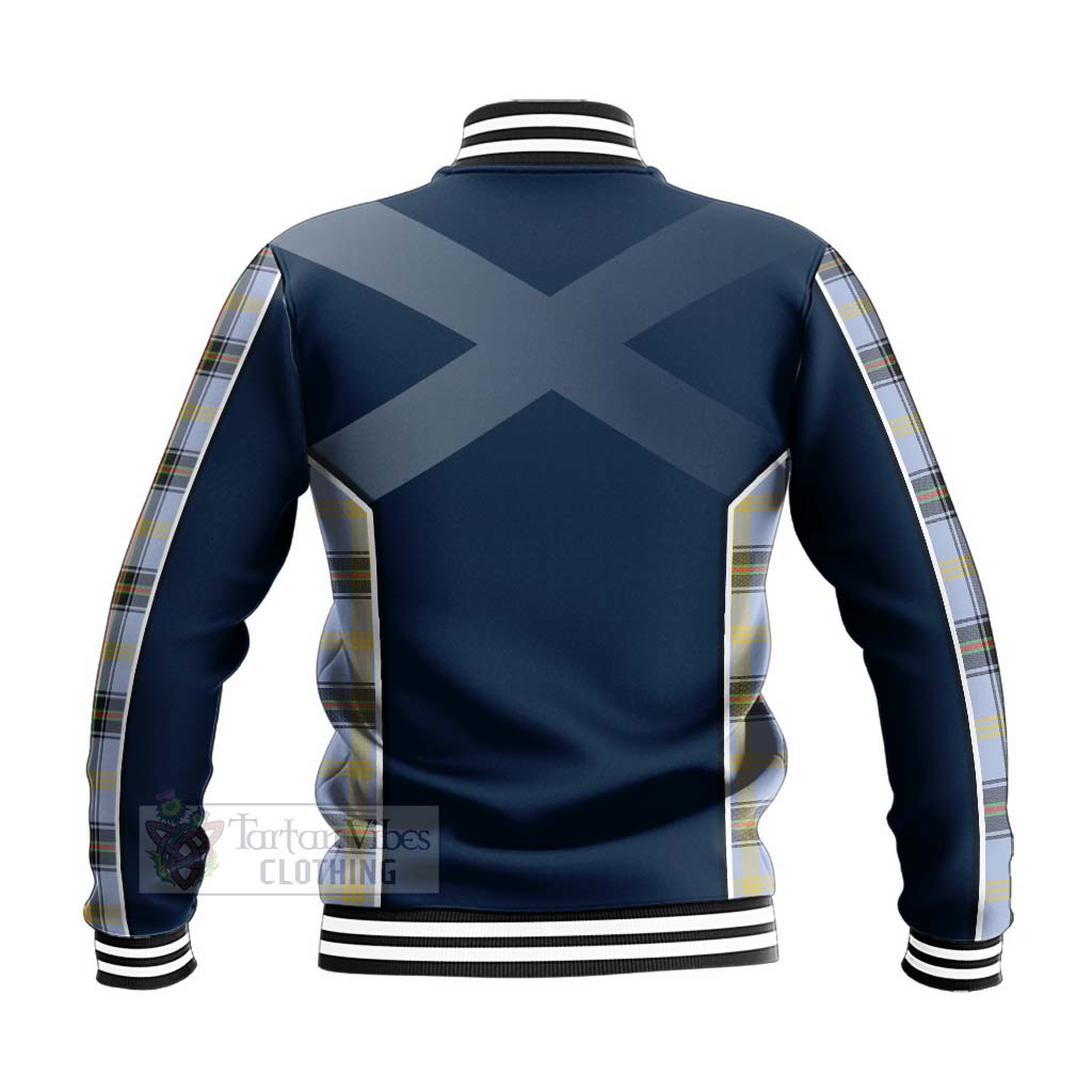 Tartan Vibes Clothing Bell Tartan Baseball Jacket with Family Crest and Scottish Thistle Vibes Sport Style