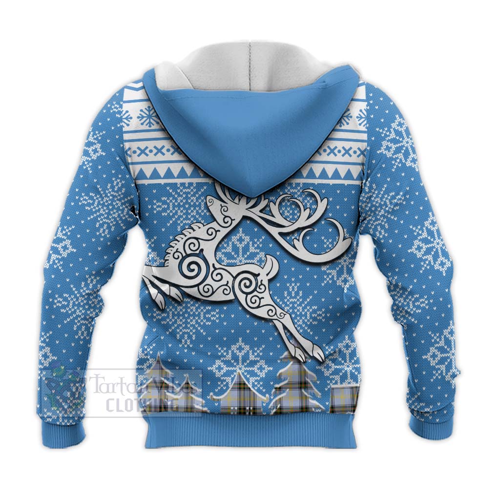 Tartan Vibes Clothing Bell Clan Christmas Knitted Hoodie Celtic Reindeer Style