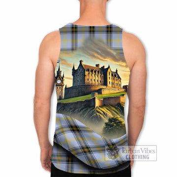 Bell Tartan Family Crest Men's Tank Top with Scottish Ancient Castle Style - Tartan Vibes Clothing