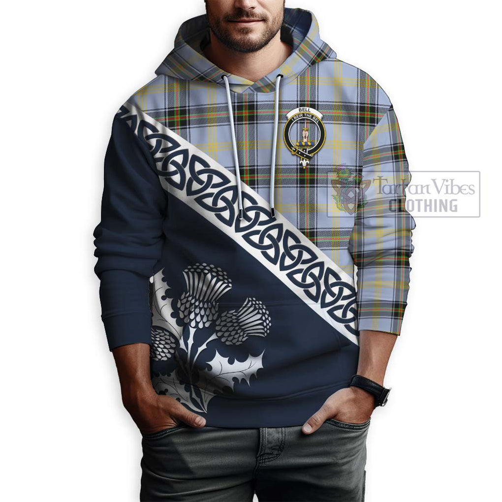 Tartan Vibes Clothing Bell Tartan Hoodie Featuring Thistle and Scotland Map