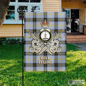 Bell Tartan Flag with Clan Crest and the Golden Sword of Courageous Legacy