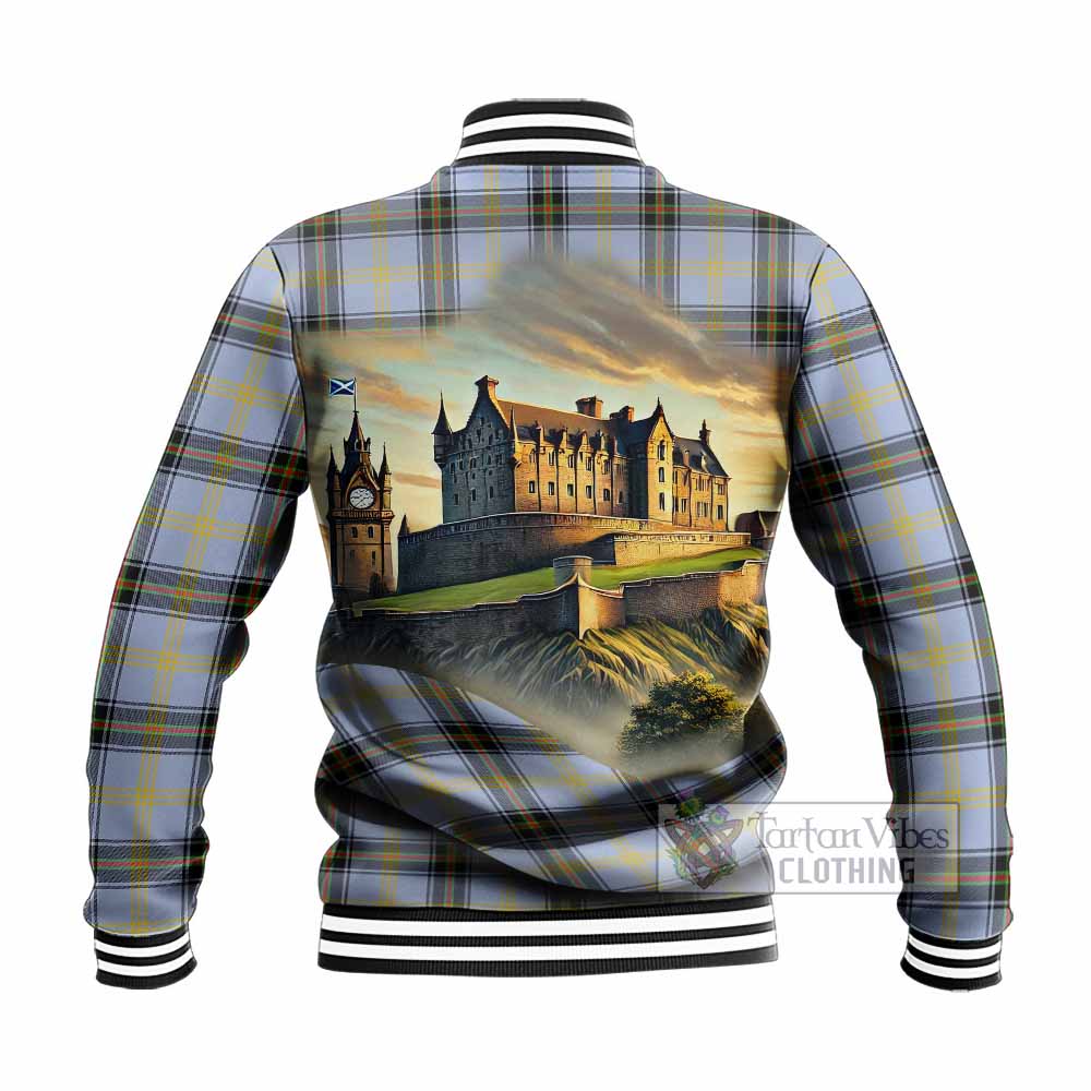 Bell Tartan Family Crest Baseball Jacket with Scottish Ancient Castle Style - Tartan Vibes Clothing