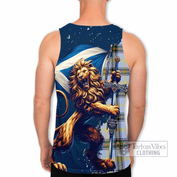 Bell Tartan Family Crest Men's Tank Top with Scottish Majestic Lion - Tartan Vibes Clothing