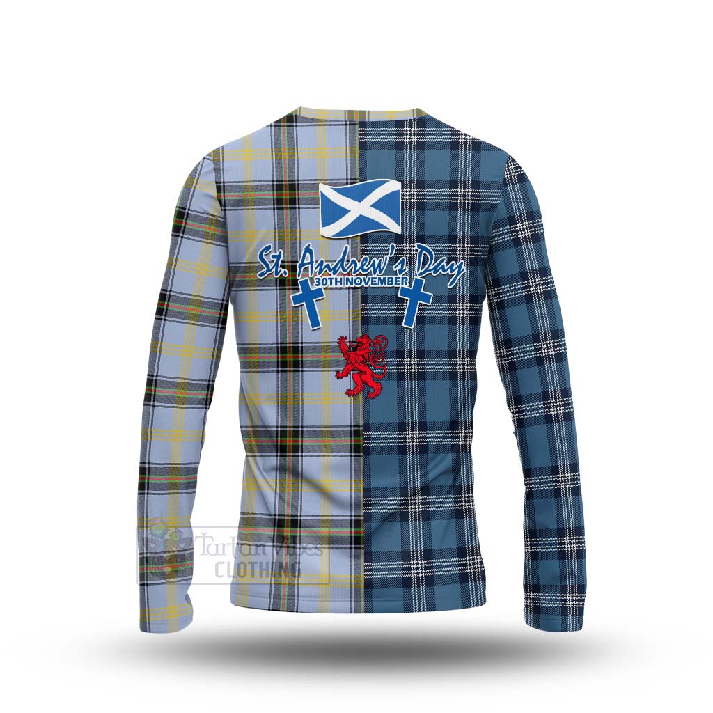 Tartan Vibes Clothing Bell Tartan Long Sleeve T-Shirt Happy St. Andrew's Day Half Tartan Style