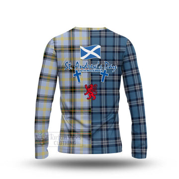 Bell Tartan Long Sleeve T-Shirt Happy St. Andrew's Day Half Tartan Style