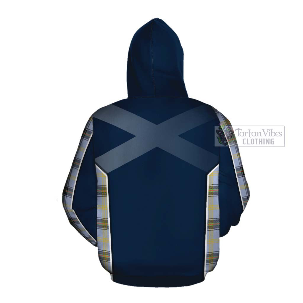 Tartan Vibes Clothing Bell Tartan Cotton Hoodie with Family Crest and Scottish Thistle Vibes Sport Style