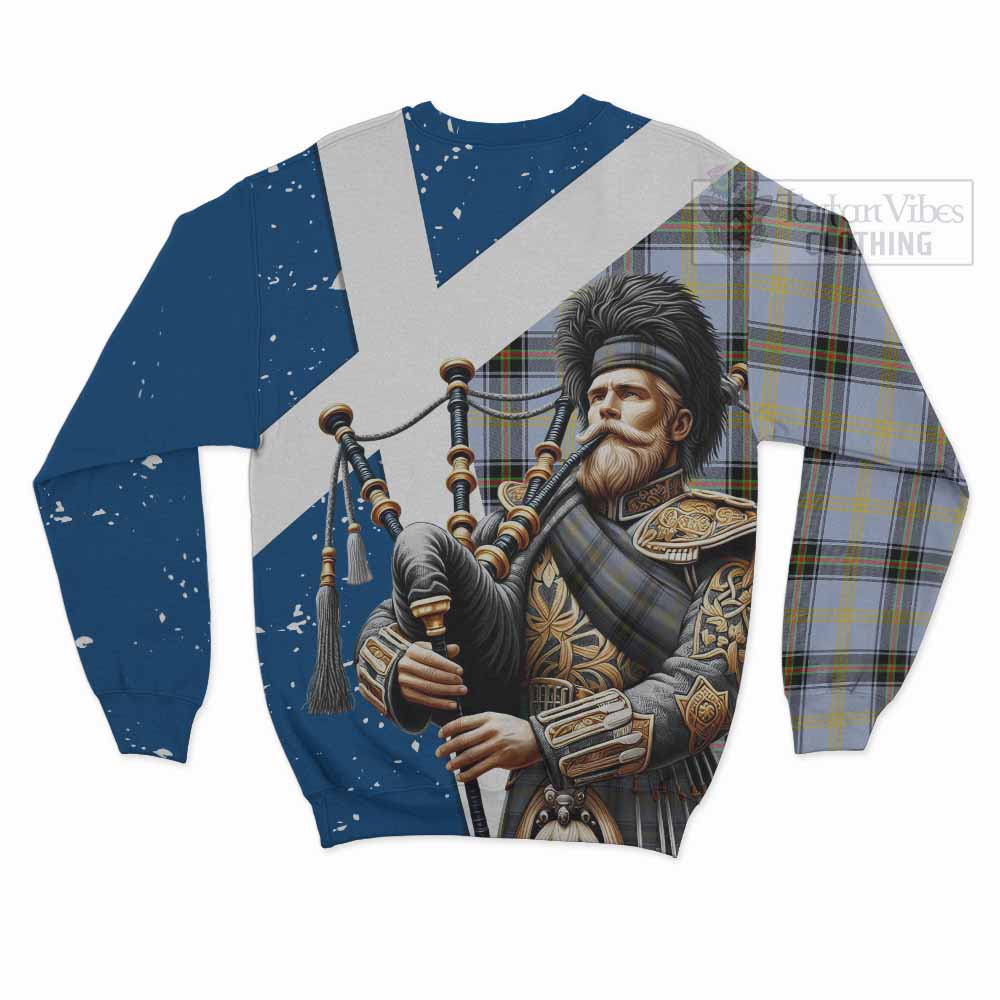 Tartan Vibes Clothing Bell Tartan Sweatshirt with Family Crest Scottish Bagpiper Vibes