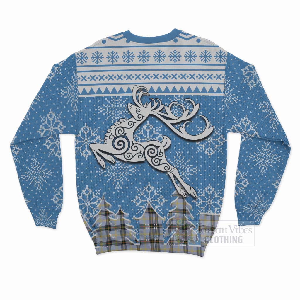 Tartan Vibes Clothing Bell Clan Christmas Sweatshirt Celtic Reindeer Style