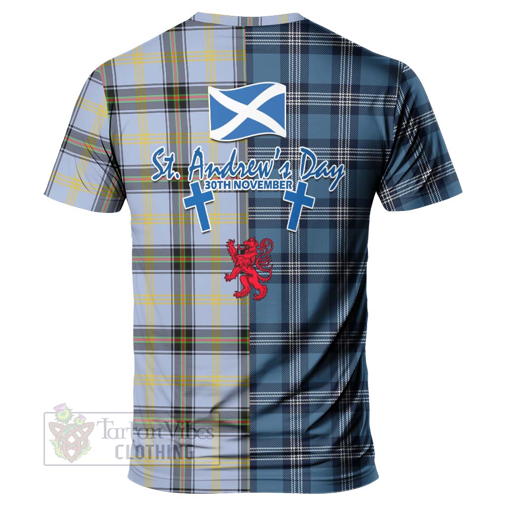 Tartan Vibes Clothing Bell Tartan T-Shirt Happy St. Andrew's Day Half Tartan Style