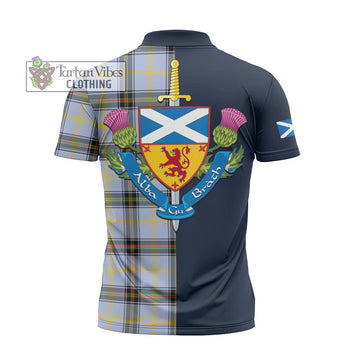 Bell Tartan Zipper Polo Shirt Alba with Scottish Lion Royal Arm Half Style - Tartan Vibes Clothing