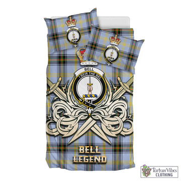 Bell Tartan Bedding Set with Clan Crest and the Golden Sword of Courageous Legacy