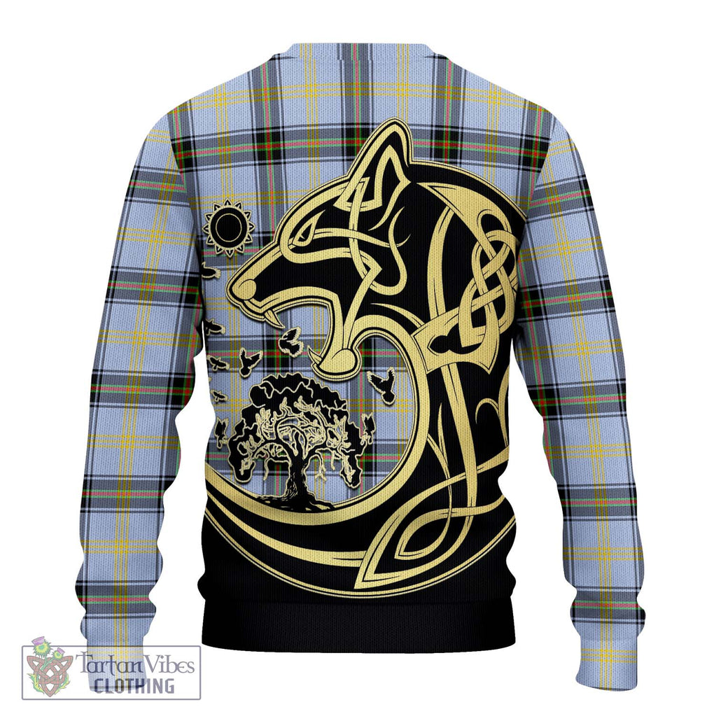 Bell Tartan Knitted Sweater with Family Crest Celtic Wolf Style - Tartan Vibes Clothing