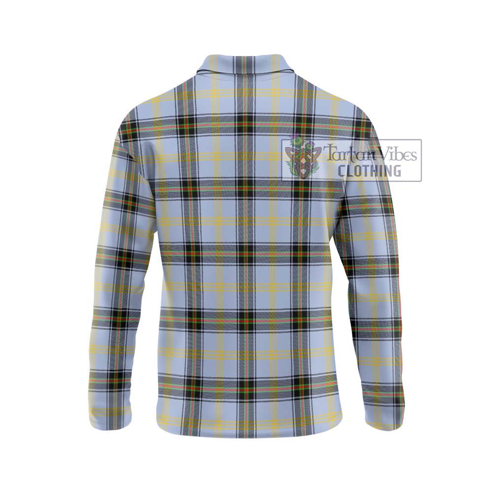 Bell Tartan Long Sleeve Polo Shirt with Family Crest DNA In Me Style - Tartanvibesclothing Shop