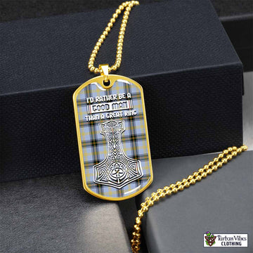 Bell Tartan Dog Tag Necklace Viking Mjolnir Style