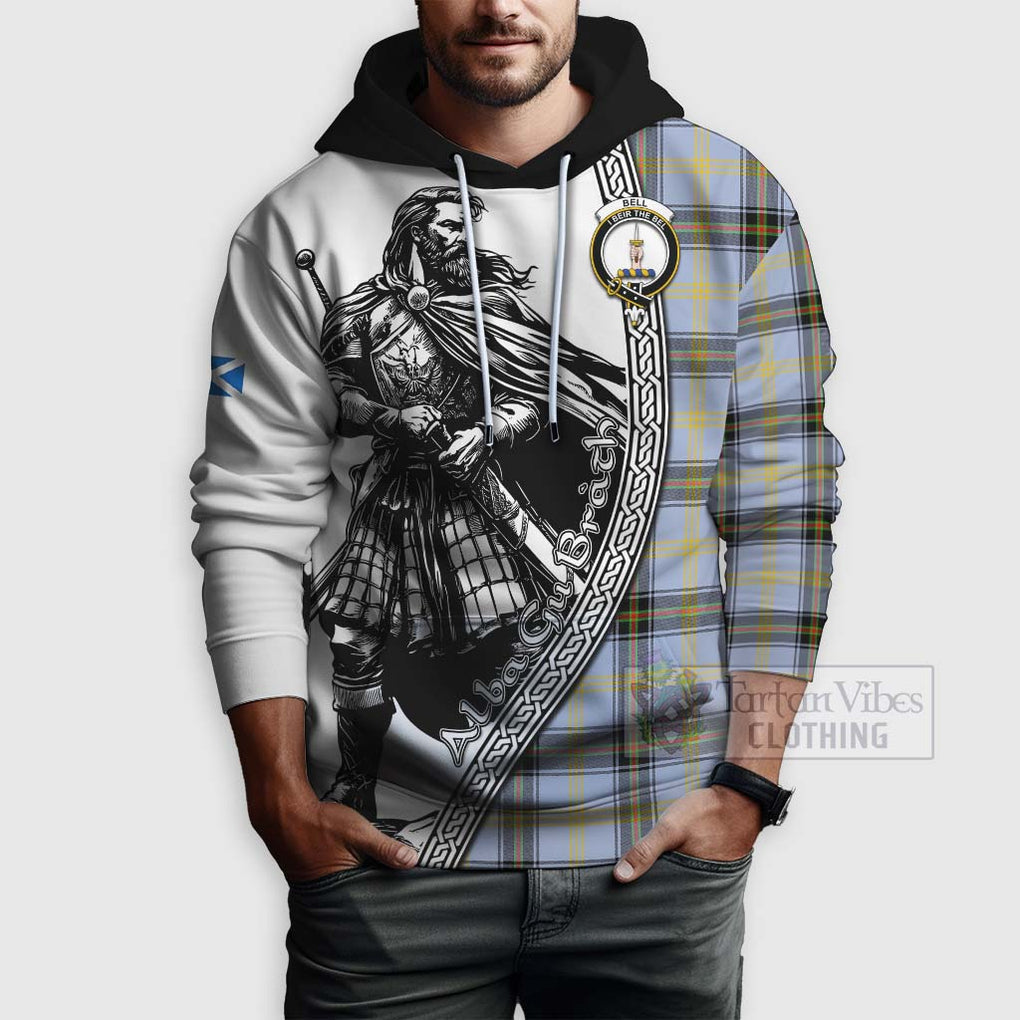 Tartan Vibes Clothing Bell Tartan Clan Crest Hoodie with Highlander Warrior Celtic Style