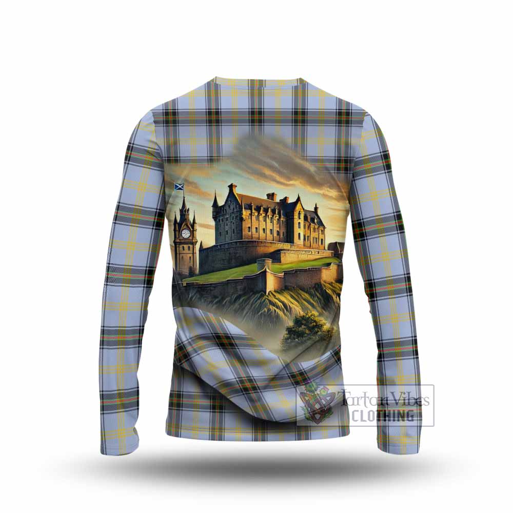 Bell Tartan Family Crest Long Sleeve T-Shirt with Scottish Ancient Castle Style - Tartan Vibes Clothing