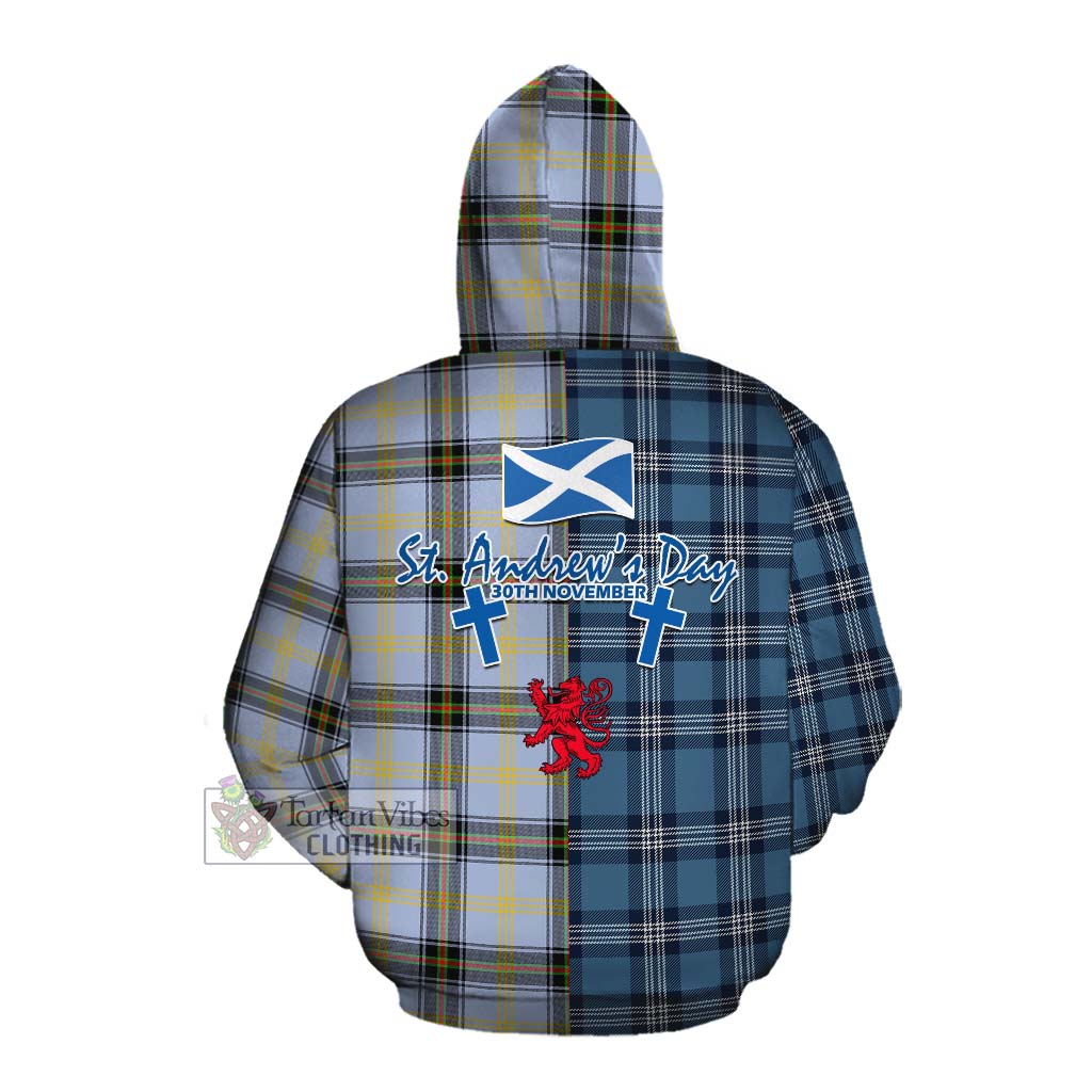 Tartan Vibes Clothing Bell Tartan Cotton Hoodie Happy St. Andrew's Day Half Tartan Style